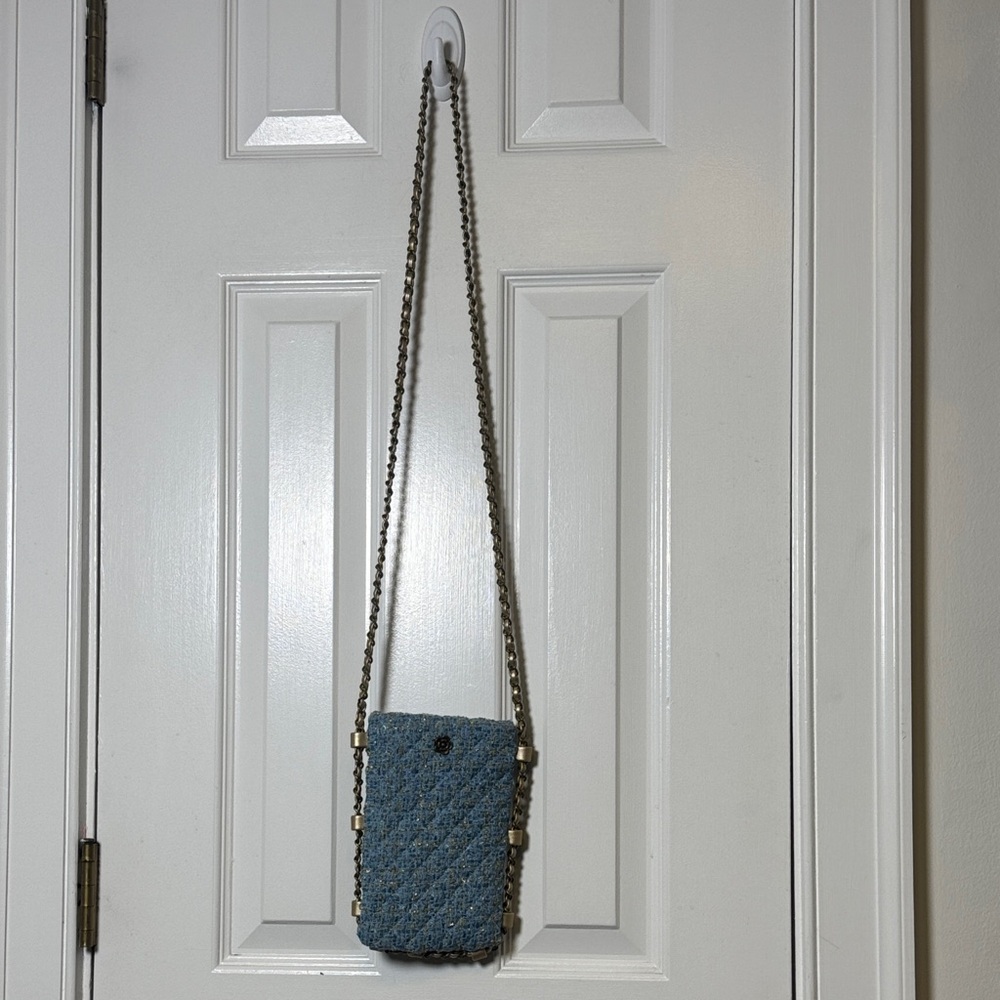 Montana West Blue Tweed Chain Crossbody / Cell Phone Bag 💙✨ Chanel Vibes